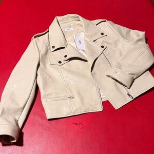 Cream Leather Jacket